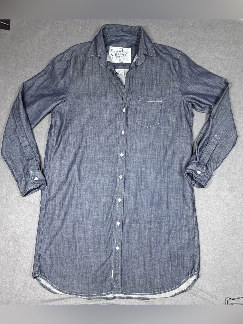 Frank & Eileen Mary Button Shirt Dress Blue